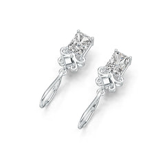 Sterling Silver Semi Mount Earrings Setting Emerald OCT 8x6mm Dangle Syzjewelry