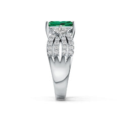14K Gold Semi Mount Ring Setting Emerald OCT 9X7mm SQ 3X3mm Diamond Accent DHJ