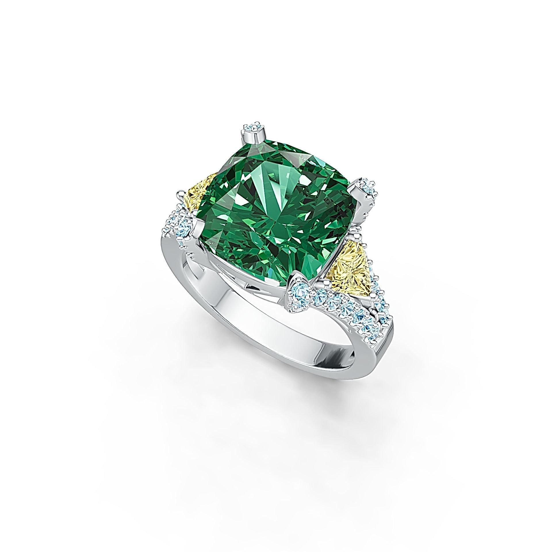 Sterling Silver Semi Mount Ring Setting Cushion CU 12X12MM TRI 6X5MM DHJ