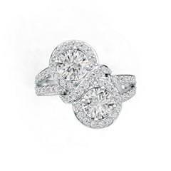 10K Gold Semi Mount Ring Setting Round RD 6X6mm Moissanite Accent DHJ