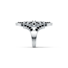 18K Gold Cocktail Ring with or Moissanite Art Deco Diamond Accent DHJ