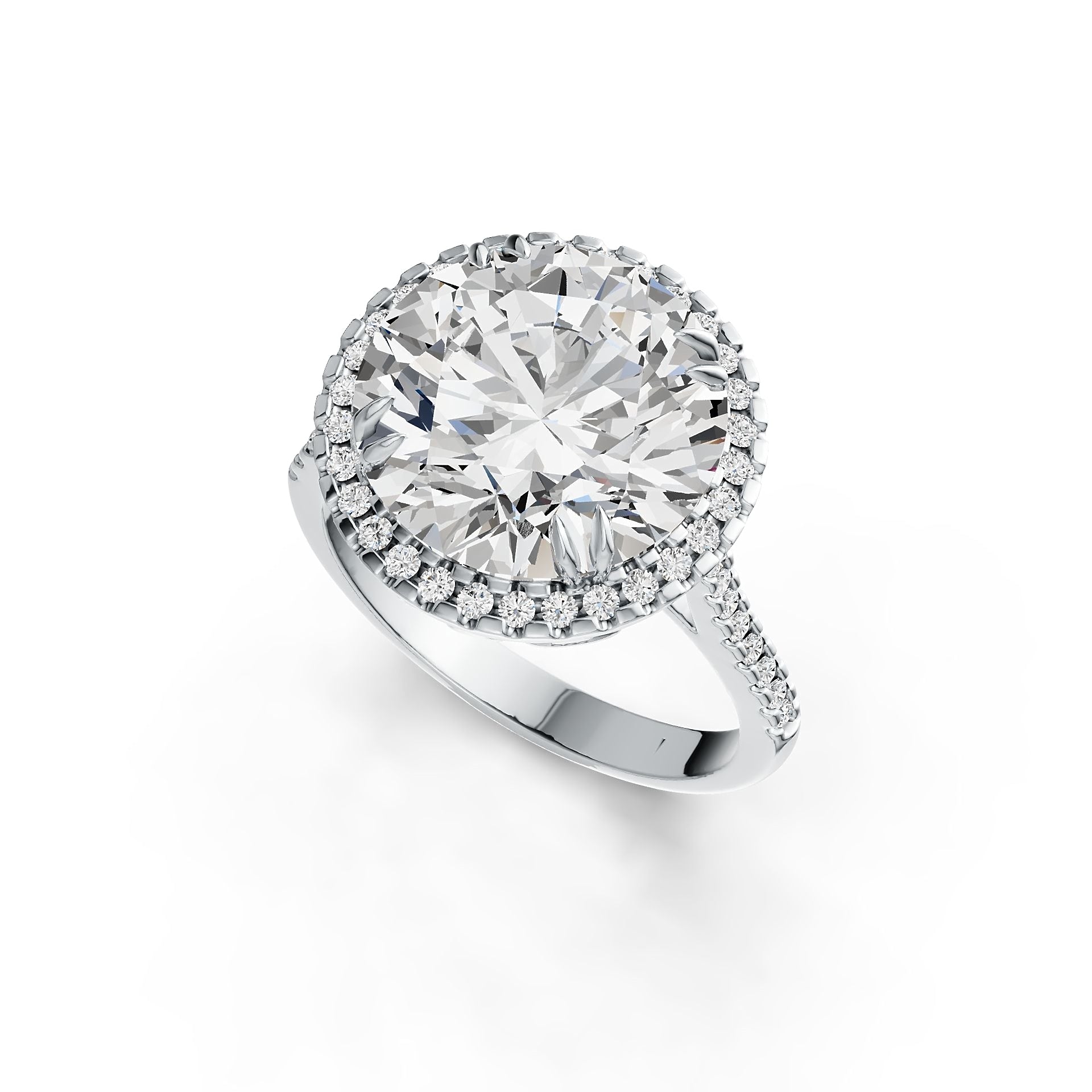 Sterling Silver Semi Mount Ring Setting Round RD 12.5mm Halo DHJ