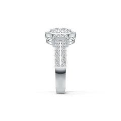 10K Gold Halo Ring Split Shank with White Topaz or Moissanite Moissanite Accent DHJ