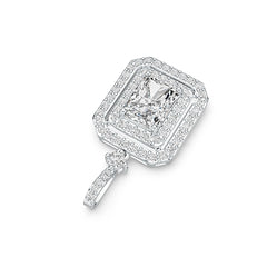 Sterling Silver Semi Mount Pendant Setting Emerald OCT 9x7mm Double Halo Syzjewelry