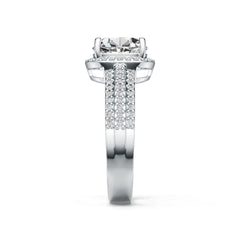 Platinum Semi Mount Ring Setting Oval OV 9X7mm with Accent Diamond Accent DHJ