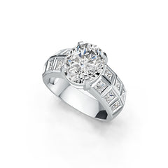 Sterling Silver Semi Mount Ring Setting Oval OV 12X10 with White Topaz