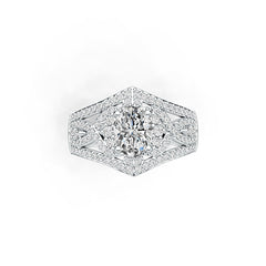 14K Gold Semi Mount Ring Setting Oval OV 8X6mm Diamond Accent DHJ
