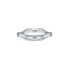 Platinum Semi Mount Ring Setting Emerald OCT 9X7mm Diamond Accent DHJ