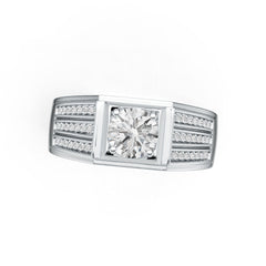 Men's 10K Gold Semi Mount Ring Setting Round RD 6.5x6.5mm Moissanite Accent DHJ
