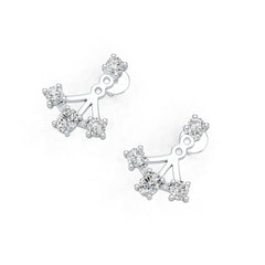 Sterling Silver Ear Jacket Earrings with White Topaz or Moissanite DHJ