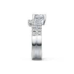 14K Gold Semi Mount Ring Setting Princess SQ 6x6mm with Diamond Accent DHJ