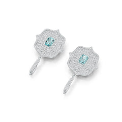 10K Gold Semi Mount Earrings Setting Emerald OCT 7X5mm with Moissanite Accent DHJ