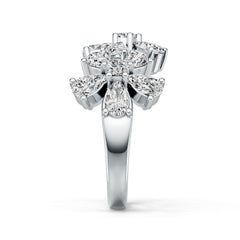 14K Gold Ring Flower Theme with or Moissanite Diamond Accent DHJ