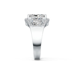 18K Gold Semi Mount Ring Setting Emerald OCT 11x9mm OCT 6x4mm OCT 5x3mm Diamond Accent DHJ