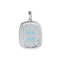14K Gold Semi Mount Pendant Setting Cushion CU 14X10mm Cabochon Diamond Accent DHJ