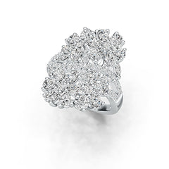 Sterling Silver Cluster Cocktail Ring with White Topaz or Moissanite DHJ