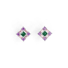 10K Gold Semi Mount Earrings Setting Princess SQ 3X3mm Moissanite Accent DHJ