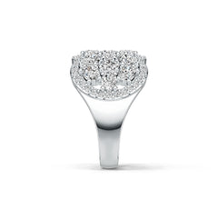 Platinum Scalloped Cocktail Ring with White Topaz or Moissanite Diamond Accent DHJ