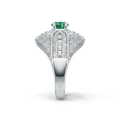 18K Gold Semi Mount Ring Setting Round RD 6.5mm Diamond Accent DHJ