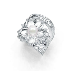 Sterling Silver Semi Mount Ring Setting Round RD 6x6-6.5mm Floral Theme DHJ
