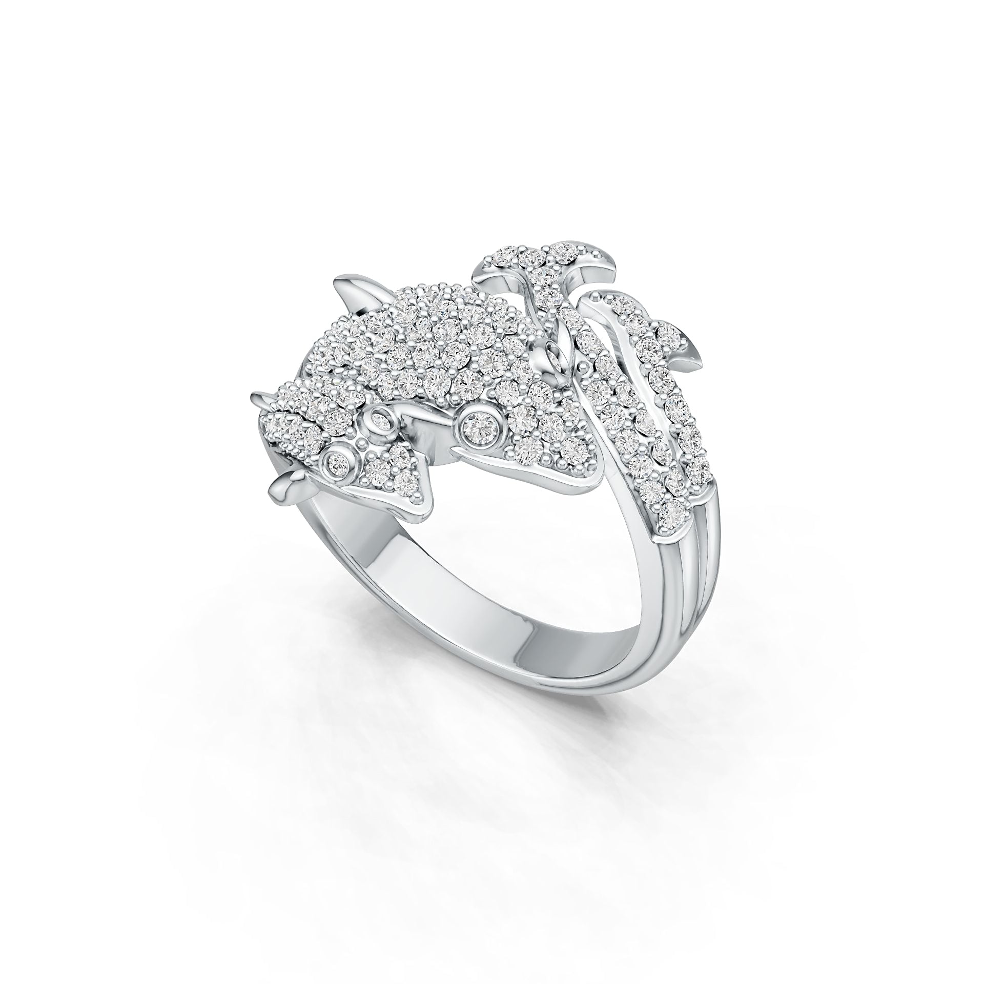 Sterling Silver Ring with White Topaz or Moissanite Dolphin Theme DHJ