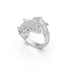 Sterling Silver Ring with White Topaz or Moissanite Dolphin Theme DHJ