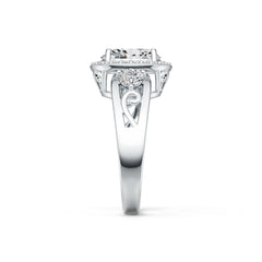Platinum Semi Mount Ring Setting Oval OV 10X8mm RD 4mm Halo Diamond Accent DHJ