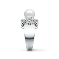Platinum Semi Mount Ring Setting Round RD 8x8mm Diamond Accent DHJ