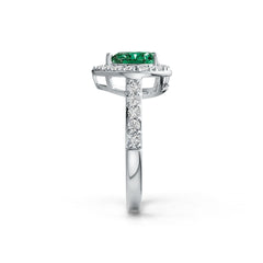 18K Gold Semi Mount Ring Setting Heart HT 8X8mm Solitaire Halo Diamond Accent DHJ
