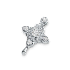 Platinum Semi Mount Pendant Setting Round RD 6x6mm RD 4x4mm Cross Theme DHJ