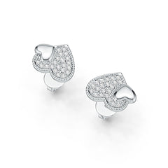 Sterling Silver Earrings Love Heart Theme with White Topaz or Moissanite Syzjewelry