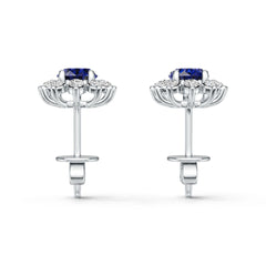 18K Gold Semi Mount Earrings Setting Oval Ov 7x5mm Diamond Accent Syz Jewelry