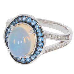 18K Gold Semi Mount Ring Setting Cabochon Oval OV 10X8mm Diamond Accent Syzjewelry