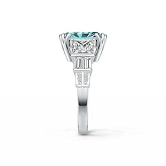 14K Gold Semi Mount Ring Setting Emerald OCT 12x10mm and SQ 6x6mm 3 Stone Ring Diamond Accent DHJ
