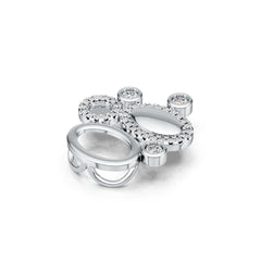 Sterling Silver Pendant Oval Circle Cluster Theme with White Topaz or Moissanite DHJ