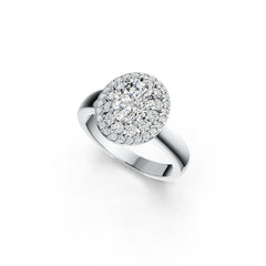 Sterling Silver Semi Mount Ring Setting Oval OV 8X6mm Double Halo DHJ