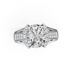 14K Gold Semi Mount Ring Setting Oval OV 10X8mm Diamond Accent DHJ