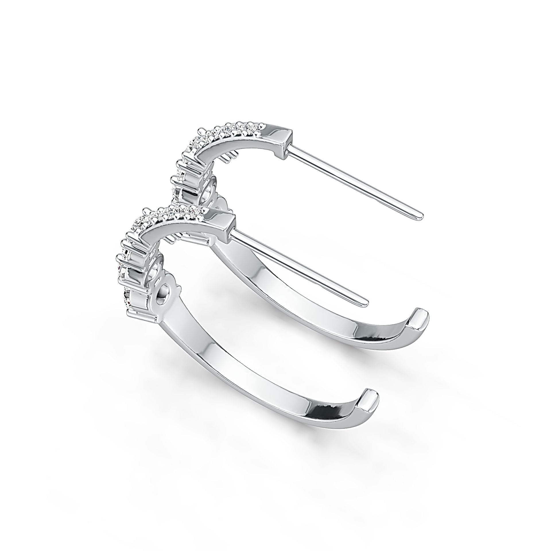 Sterling Silver Hoop Earrings with White Topaz or Moissanite DHJ