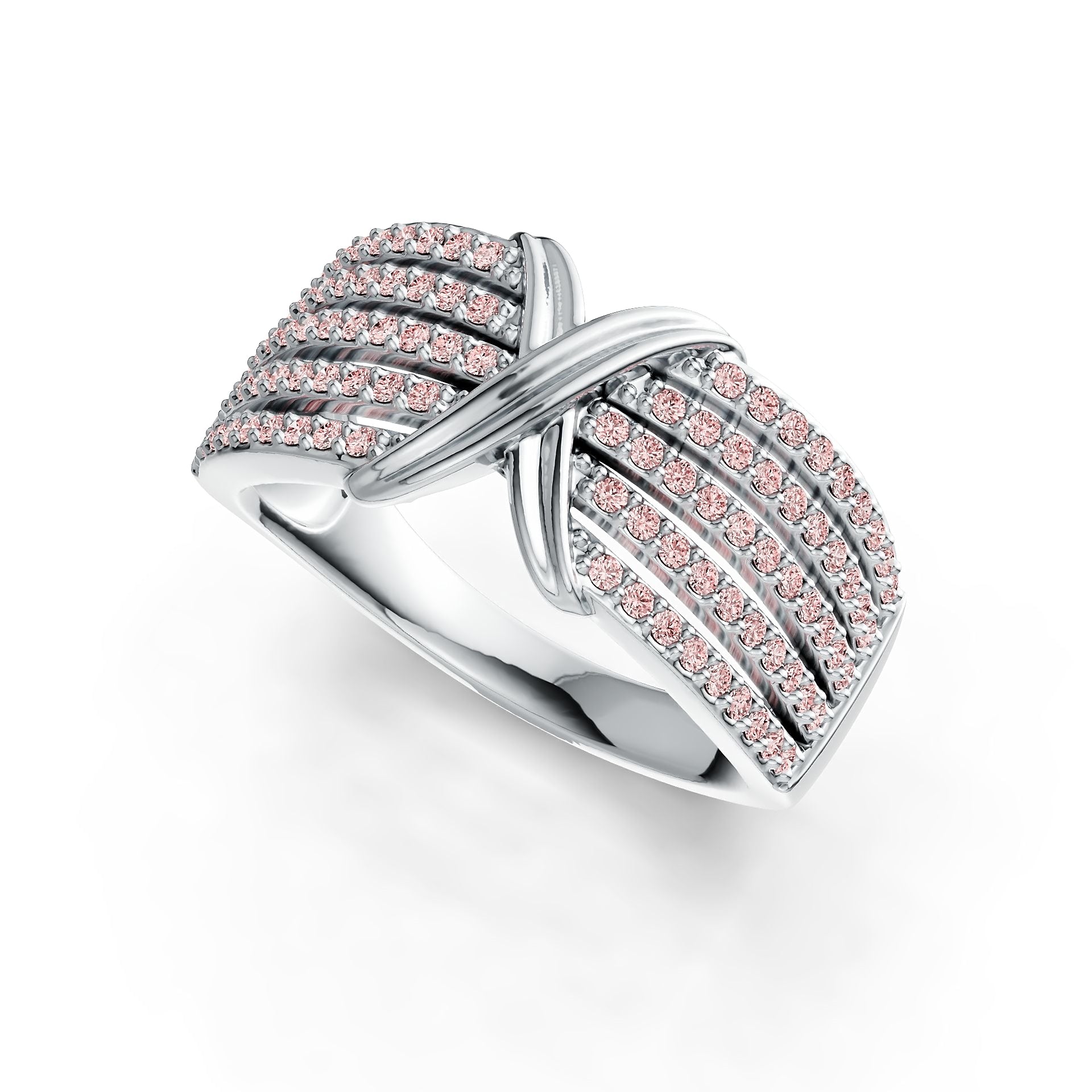 Sterling Silver Ring Crossover Multi-Row with White Topaz or Moissanite Syzjewelry