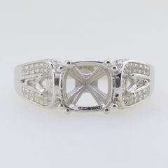10K Gold Semi Mount Ring Setting Cushion CU 8x8mm Pear PE 4x3mm Moissanite Accent Syzjewelry