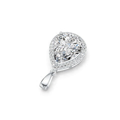 10K Gold Semi Mount Pendant Setting Pear PE 12x8mm W/ White Topaz Syzjewelry