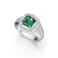 Sterling Silver Semi Mount Ring Setting Emerald OCT 9X8MM Halo Syzjewelry