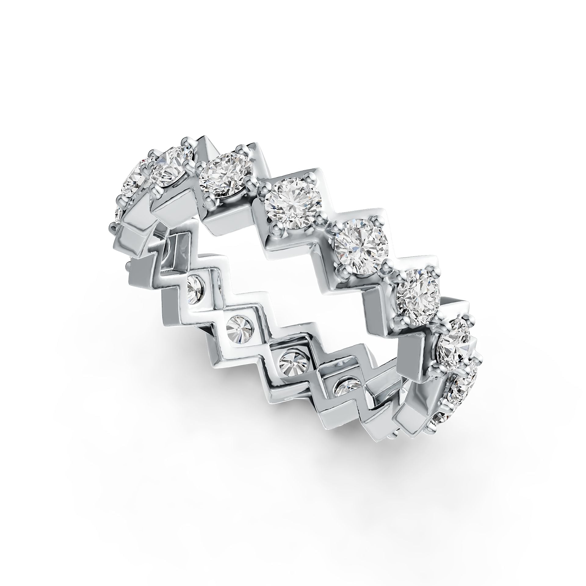 Sterling Silver Full Enternity Band Ring Engagement Wedding 5mm Band RD 3x3mm DHJ