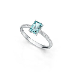 Sterling Silver Semi Mount Ring Setting Emerald OCT 7X5mm with White Topaz DHJ