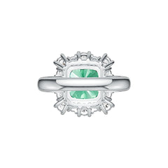 Platinum Semi Mount Ring Setting Cushion CU 10x10mm Halo Diamond Accent Syzjewelry