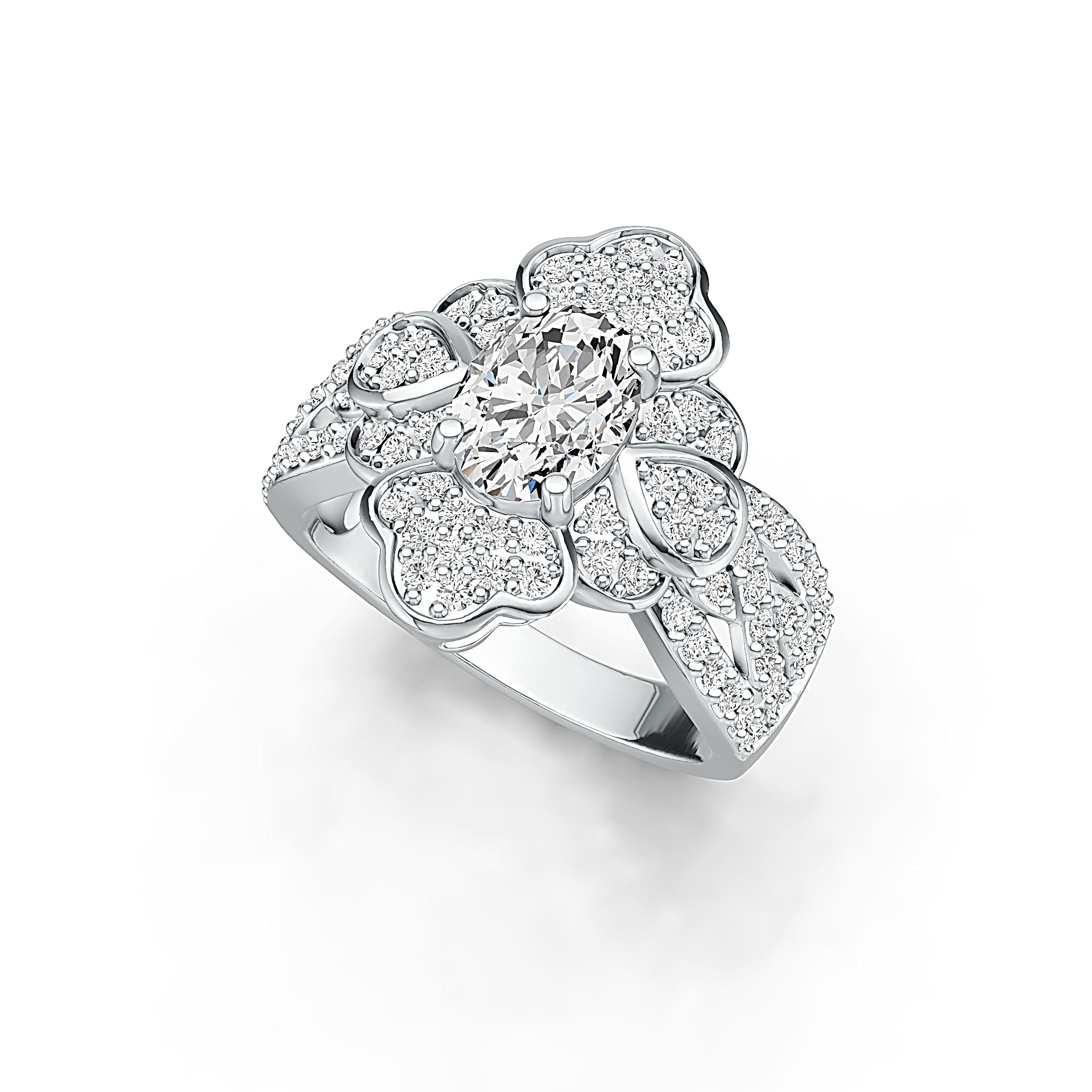 Sterling Silver Semi Mount Ring Setting Oval OV 8X6mm Flower Theme DHJ