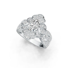 Sterling Silver Semi Mount Ring Setting Oval OV 8X6mm Flower Theme DHJ