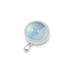 Sterling Silver Semi Mount Pendant Setting Round RD 15X15mm Cabochon Halo DHJ
