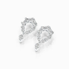 Platinum Semi Mount Earrings Setting Oval OV 9X7mm PE 6X4mm Diamond Accent DHJ