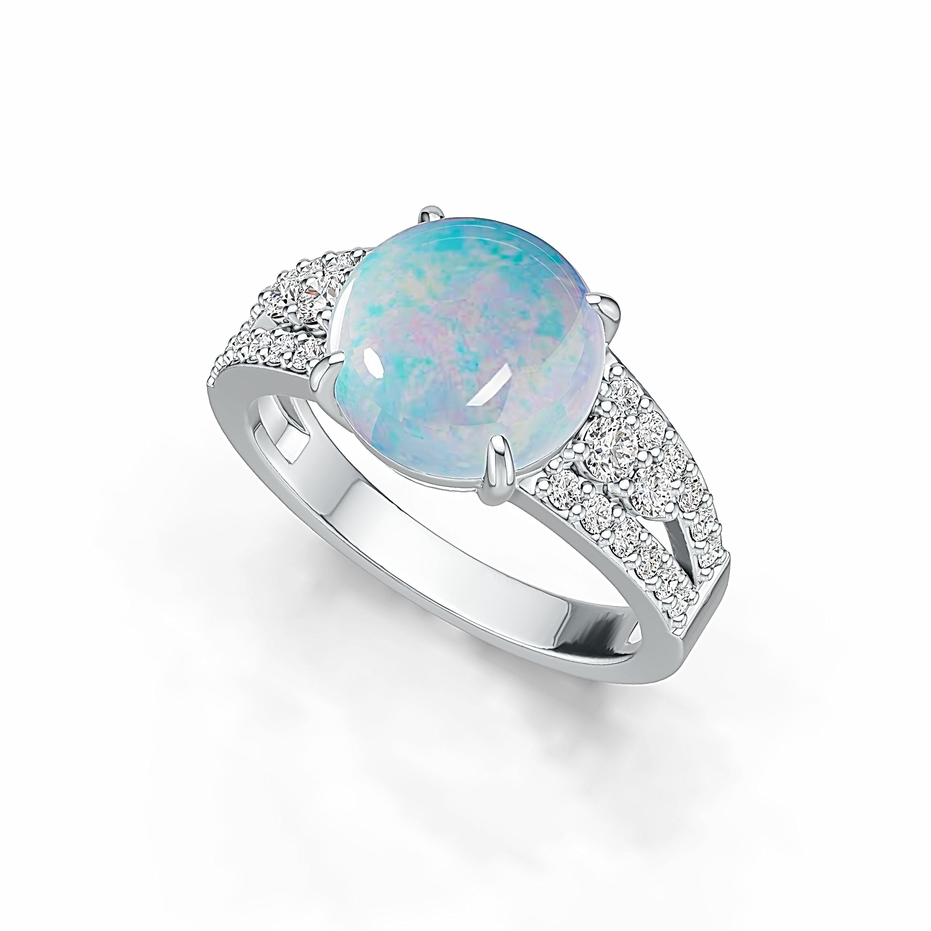 Sterling Silver Semi Mount Ring Setting Round RD 10x10mm Cabochon DHJ